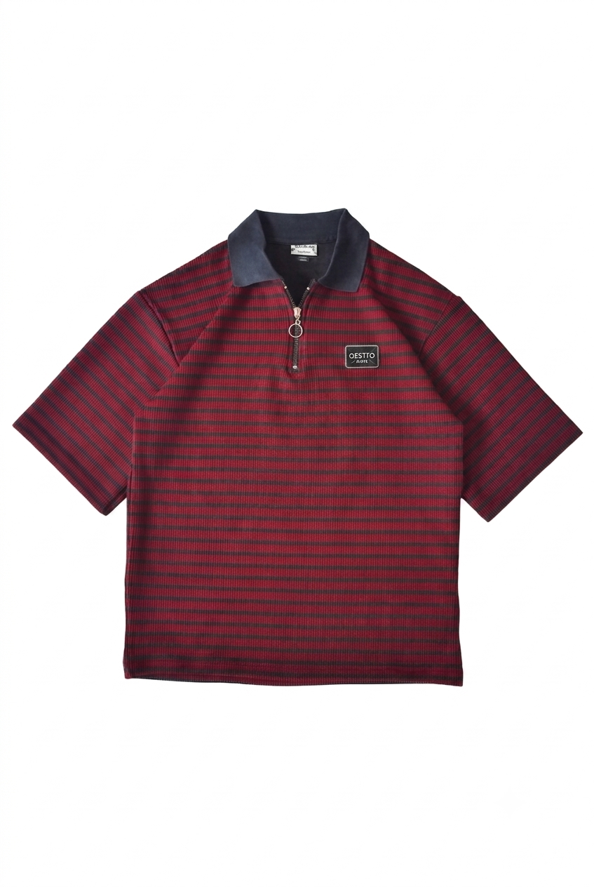 Ty Embroidered Half-Zip â€” red